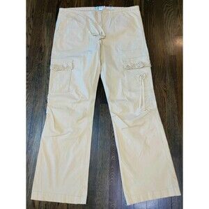 Cargo Pants Women's 12x31 Buttery Soft Yellow Low Waist Scalloped Pockets Cotton